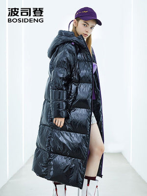 BOSIDENG puff collection women deep winter thicken goose down jacket X-Long down parka coated fabric waterproof B80141118