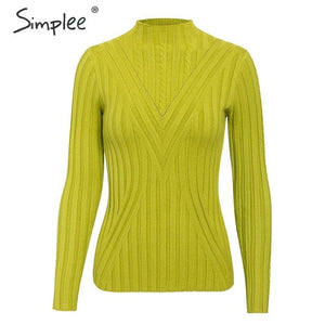 Simplee Knitted jumper sweater women autumn winter Long sleeve top turtleneck female sweater ladies bestmatch pullover jumpers