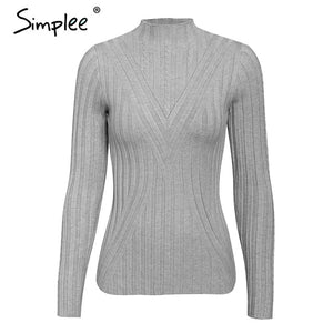 Simplee Knitted jumper sweater women autumn winter Long sleeve top turtleneck female sweater ladies bestmatch pullover jumpers