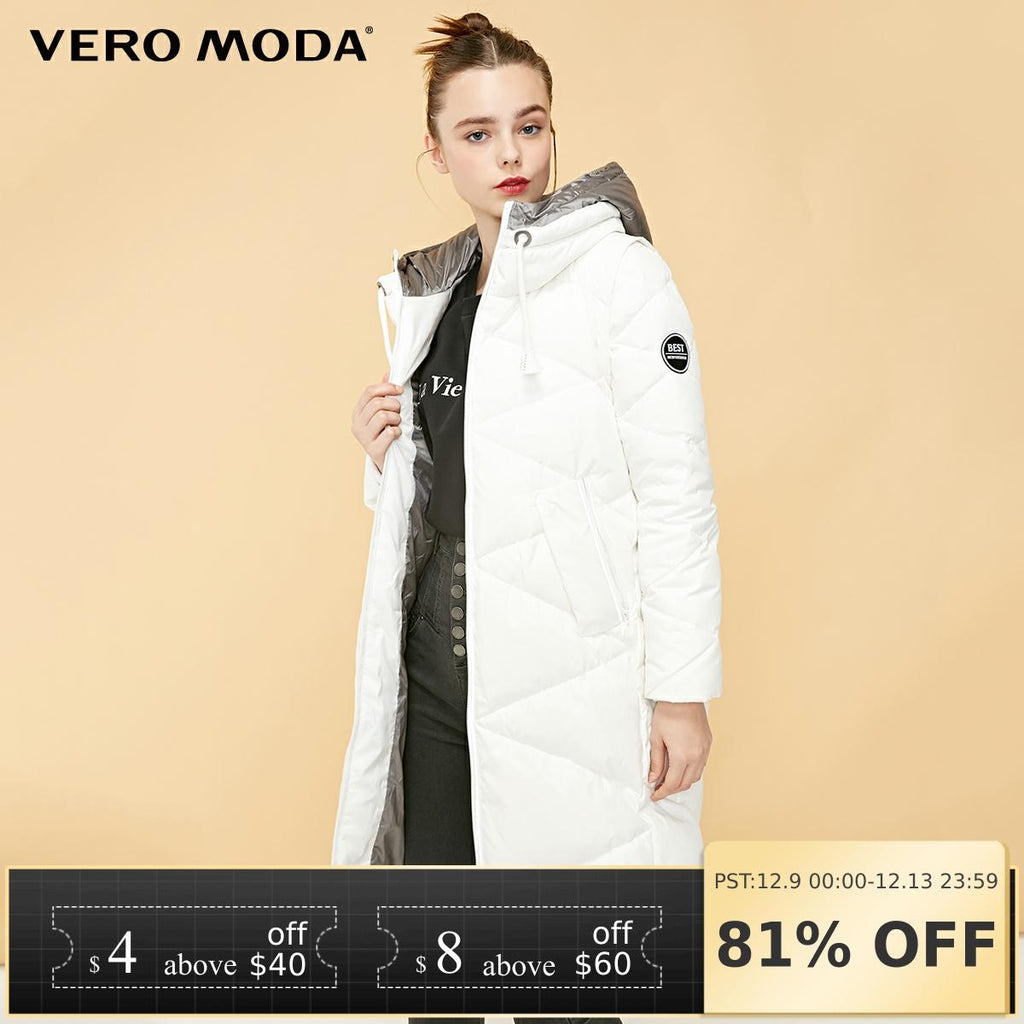 Vero Moda new hooded detachable sleeve drawstring long down jacket | 318412525