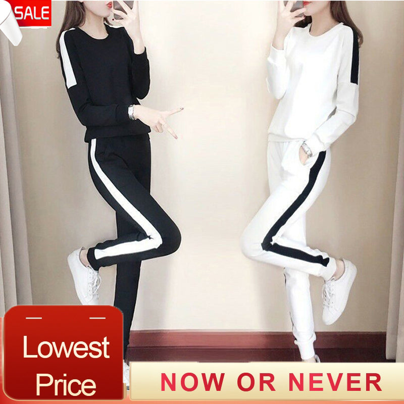 plus size 4xl sweat suits women 2019 two piece set top and pants women clothing Fashion Striped jogging suits for women ensemble
