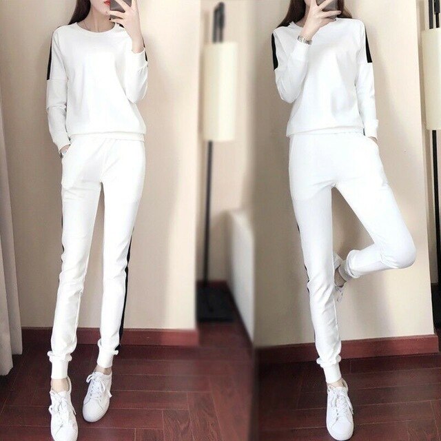 plus size 4xl sweat suits women 2019 two piece set top and pants women clothing Fashion Striped jogging suits for women ensemble