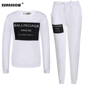 XUANSHOW Women Outfit Sportswear Spring Autumn Winter Printed Letters Ladies Fleece Tracksuits Long-sleeve Casual 2 Piece Set